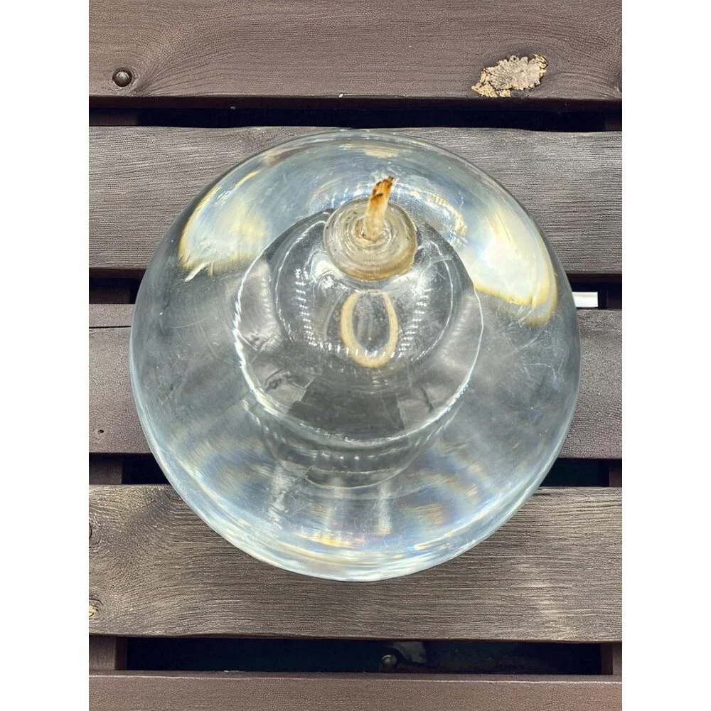 Vintage Clear Glass Oil Lamp Mouthblown Heavy Paperweight 4